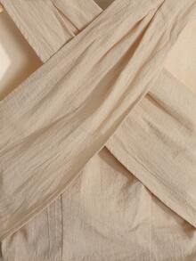 SHEIN Teen Girls' Woven Criss-Cross Back Cinched Waist Cropped Casual Tank Top, Spring/Summer - Khaki - View 4