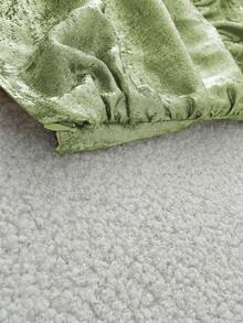 Franclia 优雅收腰交叉领长袖侧隐形拉链丝绒金色面料女士衬衫，秋冬款 - 綠色 - 查看 7