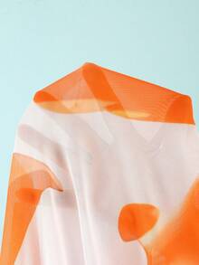 Teen Girls3pieces,Orange Flower Print Fitted,Bikini Sets And Cover Ups,Bikini Sets Beach Wear,Travel,Relax,Sunbathing,Water-Resistant,Sun,Summer,Anti-Uv,Sun Protection,Swim,Beach,Sea,Holiday,Vacationsummer - Multicolor - View 8