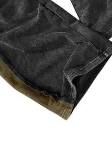 Manfinity EMRG Pantalones de chándal casuales y holgados de algodón para hombres, con estilo urbano, diseño minimalista, cintura elástica, tela desgastada, versátiles para uso diario, ocio, moda, estilo callejero, adecuados como regalo de vacaciones - Negro - Ver 4