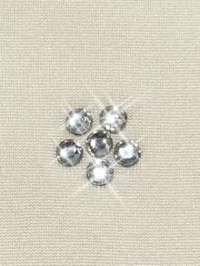 Resyla Bộ 2 món gồm áo tay ngắn cổ tròn tối giản đính đá lấp lánh và quần short, quà tặng cho bạn bè. - Màu be - Xem 4