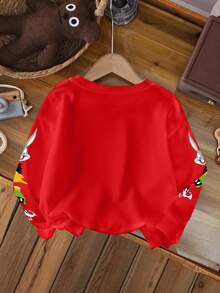 LOONEY TUNES X SHEIN Tween Boy Casual Letter & Cartoon Graphic Crew Neck Sweatshirt, Spring Autumn - White - View 2