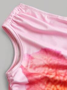 SHEIN Tween GirlsTropical Floral Print Asymmetric Hem Elegant Vacation Dress - Pink - View 7