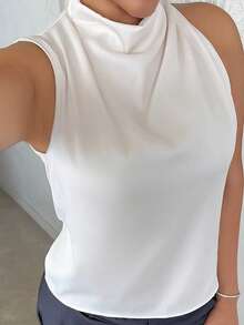 Maria Perezxox 女士优雅时尚新款通勤办公室日常度假音乐节不对称褶皱杏色衬衫，春夏 - 杏色 - 查看 6