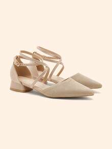 CUCCOO BASICS Women's Casual Versatile Commute Pointed Toe Buckle Pumps Valentine's Day Spring Shoes - Apricot - View 7