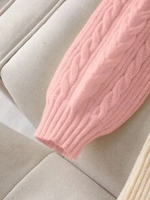 Franclia Women's Solid Color Minimalist Long Sleeve Casual Dress - Pink - View 4