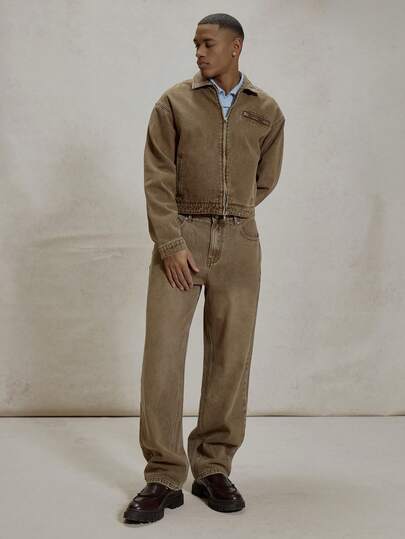 Musero Loose Fitting Baggy Style Washed Denim Trouser Bottoms Button Fastening Belt Loop Details Co Ord Jeans Only Essentials Spring&Summer