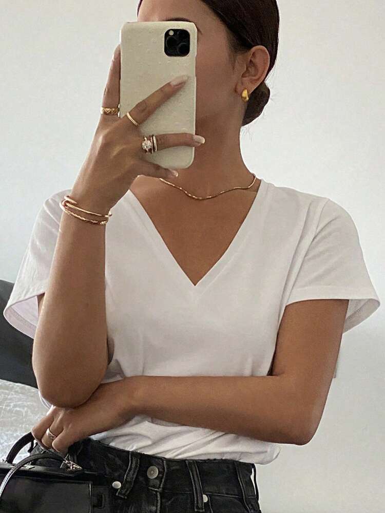 Women's V-Neck Casual Short Sleeve T-Shirt