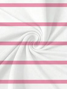 Manfinity Joysei Unisex Classic Pink Striped + Cute Fitness Bunny Graphic Round Neck T-Shirt - Multicolor - View 4