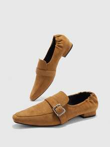 CUCCOO BIZCHIC Women's Buckle Design Casual Fashionable Flat Shoes Valentine's Day - Brown - View 10