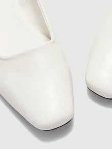 CUCCOO BIZCHIC Women's Exquisite Square Toe Beige Simple Commuter Workplace Wear Low Heel Thick Heel Shoes Exposed Heel Shoes - Off-white - View 8