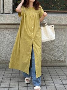 FRIFUL فستان نسائي طويل مطوي مفرغ مرفرف، كريمي أصفر، مناسب للعيد الميلاد والعطلات والعطلات الشاطئية - أصفر - مشاهدة 3