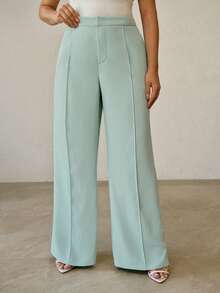 MOTF PREMIUM PANTALONES ANCHOS CON PINZAS PARA MUJER TALLA GRANDE, PRIMAVERA/VERANO - verde menta - Ver 4