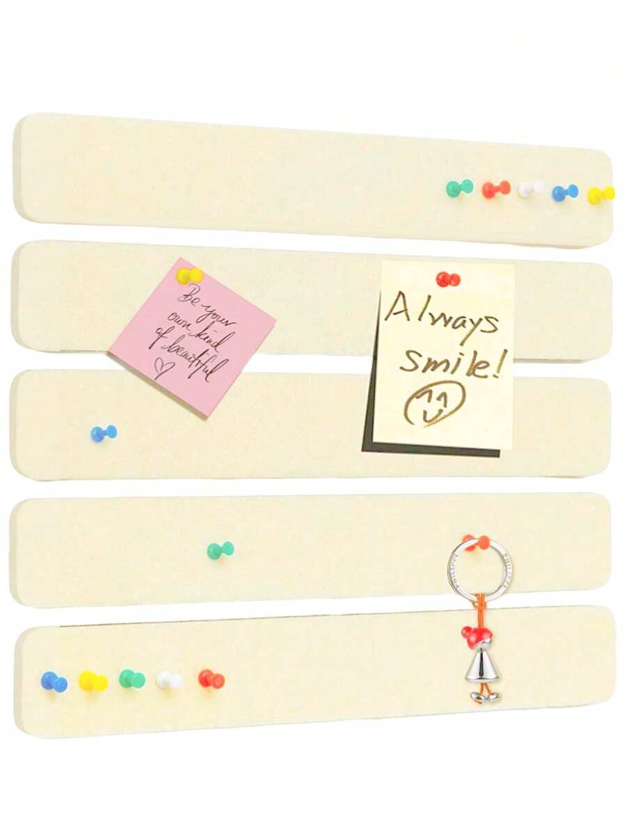 5条/包 带图钉的公告板条，自粘式公告板条，适用于墙面毛毡软木板，可粘贴便签，返校季必备 - 米色 - 查看 1