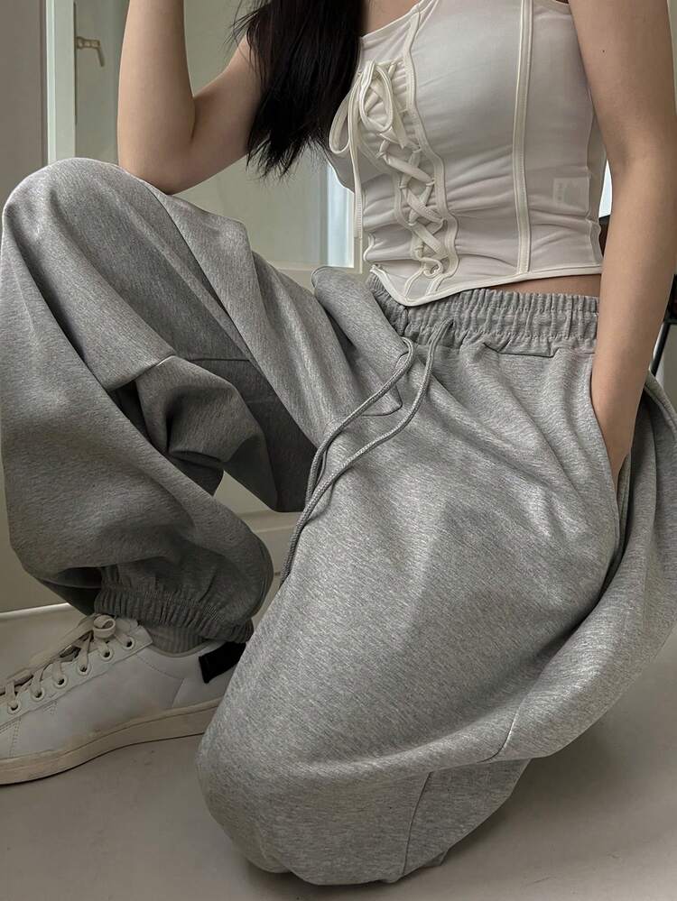 Drawstring Waist Wide Leg Sweatpants Fall,Winter Women Joggers