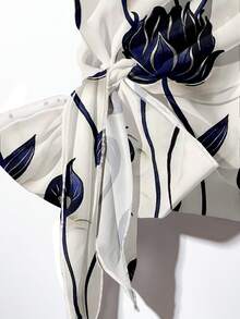 EMERY ROSE Women's Tie Bow Blouse And Straight Leg Pants 2 Pieces Set - Multicolor - View 4