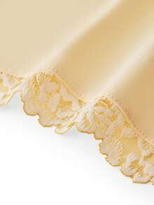 LUVLETTE 柔软 100% 纯棉 奢华蕾丝领口细节吊带睡裙内衣 - 黃色 - 查看 9