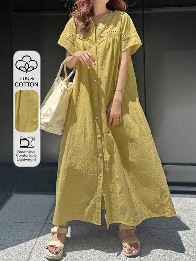 FRIFUL Vestido plisado largo y ahuecado para mujer, color amarillo crema, adecuado para cumpleaños, vacaciones y playa