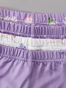 SHEIN 8件套女婴0-3岁春夏休闲日常穿着可爱芭蕾舞女童无袖T恤和短裤套装 - 紫色 - 查看 5
