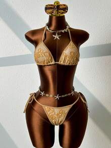 Zestiva 女士性感比基尼泳衣，适合海滩、度假村、派对等场合 - 橘色 - 查看 1