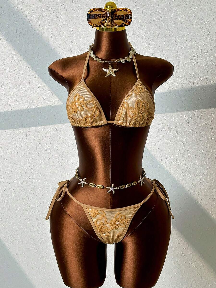 Zestiva 女士性感比基尼泳衣，适合海滩、度假村、派对等场合 - 橘色 - 查看 1