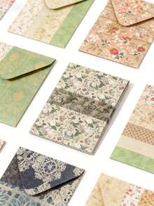 100张/本 复古花卉图案书籍主题手账计划本材料纸 复古背景纸 装饰性DIY工艺相册 不粘