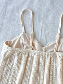 黑色衬衫，秋季服装，夏季修身不对称蕾丝长袖T恤，下摆拼接荷叶边设计，上衣，四季必备，舒适高弹面料，24 BOHO - 杏色 - 查看 4