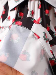 Tween Girl Letter & Cartoon Print Short Sleeve Top And Skirt Set, Suitable For School, Outings, Family Gatherings And More - Black and White - View 4