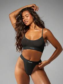 MISSGUIDED 网眼圆领 Bralette 无钢圈舒适文胸 日常家居服 贴身衣物 - 黑色 - 查看 4