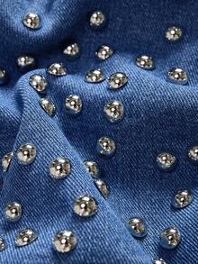 Maija 大码夏季休闲水洗牛仔裙，饰有水钻 - 中等水洗藍 - 查看 4