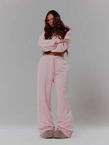 MUSERA Low Rise Baggy Fit Joggers Tracksuit Bottoms Only Streetwear Coolgirl Winter Sexy Casual Odd Drift - Baby Pink - View 5