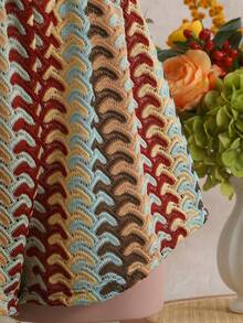 Swim Vcay Women's Summer Beach Vacation Knit Jacquard Loose Cover-Up & Shorts Set - Multicolor - View 6