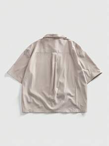 ROMWE MEN Camisa casual de manga corta con botones delanteros a rayas y solapa oblicua retro para hombres - amarillo ganso - Ver 2