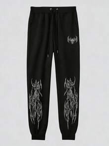 Gym Rark 男士休閒圖案印花長褲，健身房適用 - 黑色 - 查看 4