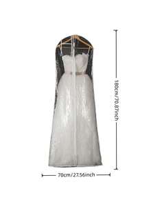 1Pc 160/180cm Clothes Hanging Dust Cover Clear Garment Bags Home Storage Bag Dress Suit Coat Dust Cover Wardrobe Hanging Clothing Organizers Tail Wedding Dress Dust Cover - Clear - View 3