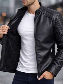 Nes Sport Chamarra Caballero Minipiel Afelpada por Dentro Talla Amplia Oversized - Negro - Ver 4