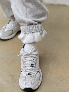 Dazy-Less 女士秋冬加绒针织哈伦运动裤，带拼接装饰