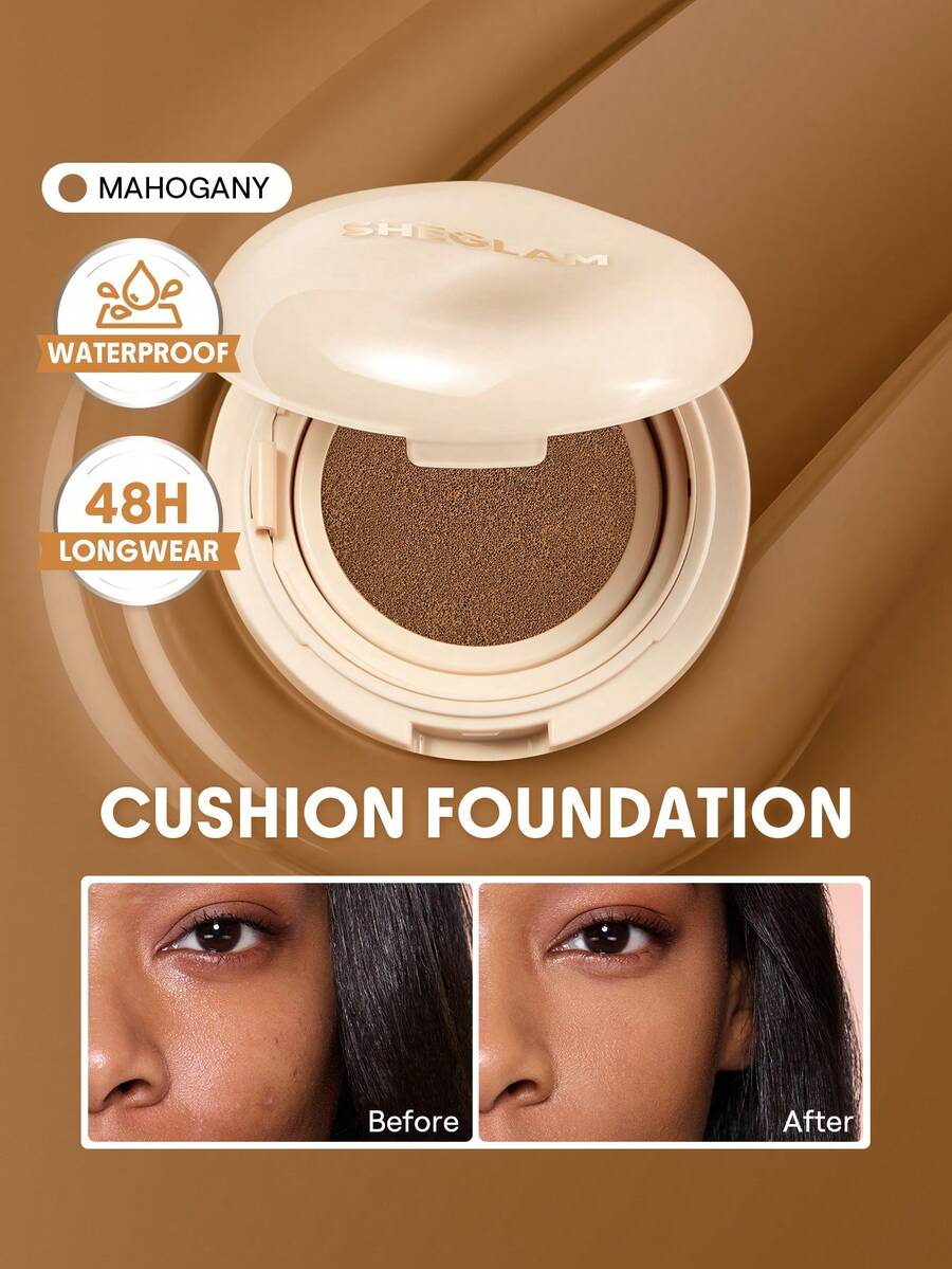 SHEGLAM Lock & Go Long-Lasting 氣墊粉餅-Mahogany 品牌 美容 化妝 化妝品 適合女性與女孩 完美搭配夏季春季 Y2K 時尚 流行 生日 母親節禮物 假期 派對準備就緒 最佳顏色 - Mahogany - 查看 1