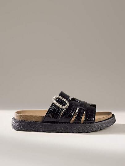 Solecia Fashion Casual Beach Sandals, New Women Shoes, Comfortable Versatile Thick Sole Wedge Sandals, Slip-On Loafers, Metal Buckle Decor, Casual Suitable For Daily Wear And Commuting