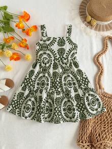 Travachic KIDS Đầm hè xếp tầng in hoa cho bé gái - màu xanh lá - Xem 7