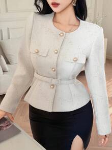 Dazy-Less Women's Casual Design White Jacket, Versatile Regular Jacket, Suitable For Spring, Summer, Valentine's Day - White - View 7