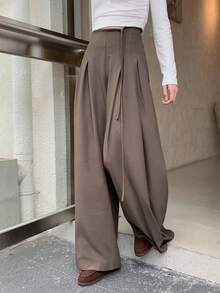 DAZY Women's Loose Casual Wide Leg Pants, Stylish And Versatile, Spring/Autumn - Coffee Brown - View 3