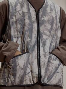 Musero Camo Dimaond Quilt Sleeveless Vest Zip Through Style Padded Gilet V Neck Neckline Winter Essentials - Multicolor - View 6