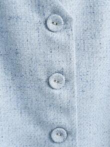 GlowEve 两件套高端V领无袖蕾丝上衣和阔腿裤套装，春夏新款简约蓝色背心+长裤，适合日常外出、度假约会 - 淺藍色 - 查看 4