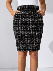 Editum Chân váy nữ thanh lịch bằng da giả có túi và khóa kim loại, thích hợp cho công sở, mặc thường ngày và mùa hè. - Nhiều màu - Xem 5