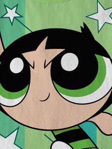 THE POWERPUFF GIRLS X SHEIN Young Girl Blossom, Bubbles, Buttercup Pattern Round Neck Short Sleeve T-Shirt - Multicolor - View 11