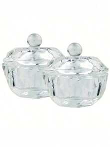 1个独特不规则形状美甲刷清洁杯，带盖，透明亚克力液体粉末造型工具，易于清洁，美甲艺术 - 無色 - 查看 10