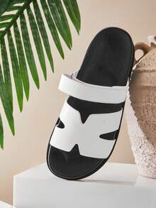 SHUZIA 女士平底拼色凉鞋，轻松搭配万圣节圣诞节秋冬 - 白色 - 查看 6