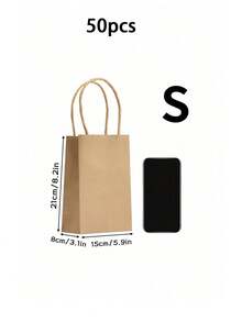 50 Kraft Paper Bags With Handles - Gift Bags - Kraft Drawstring Bags - 21 X 11 X 27 Cm - Perfect For Birthdays, Weddings, Christmas, And Party Celebrations - Multicolor - View 8