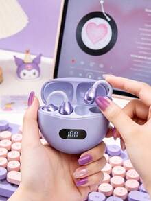 Teckwe Purple LED Display Clip-On Earphones, Sound-Proof, Long-Wearing Comfort, Open-Ear Sports Design, Wireless Earbuds With Voice Call Support, Valentine's Day Gift - one-size - View 6